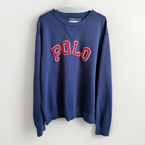 Polo Ralph Lauren Crewneck Pullover Patch Spell Out Fleece Sweatshirt Mens XXL